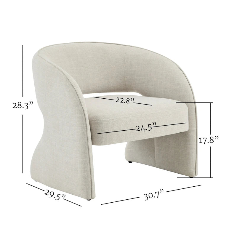 Fauteuil d'appoint rétro moderne avec dossier ouvert et tissu de performance