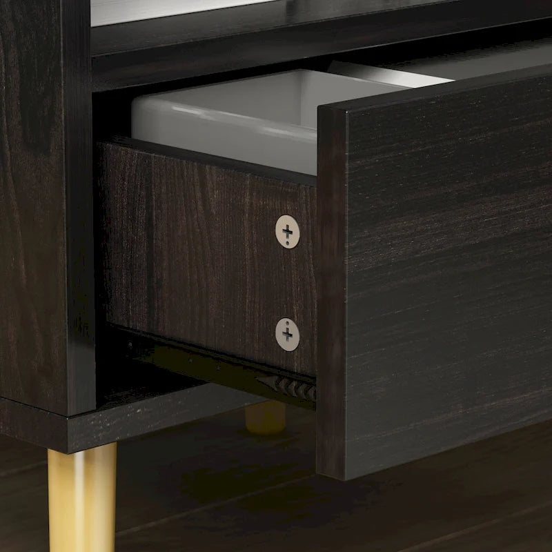 Table de chevet moderne avec tiroir et étagère ouverte – Pieds en métal