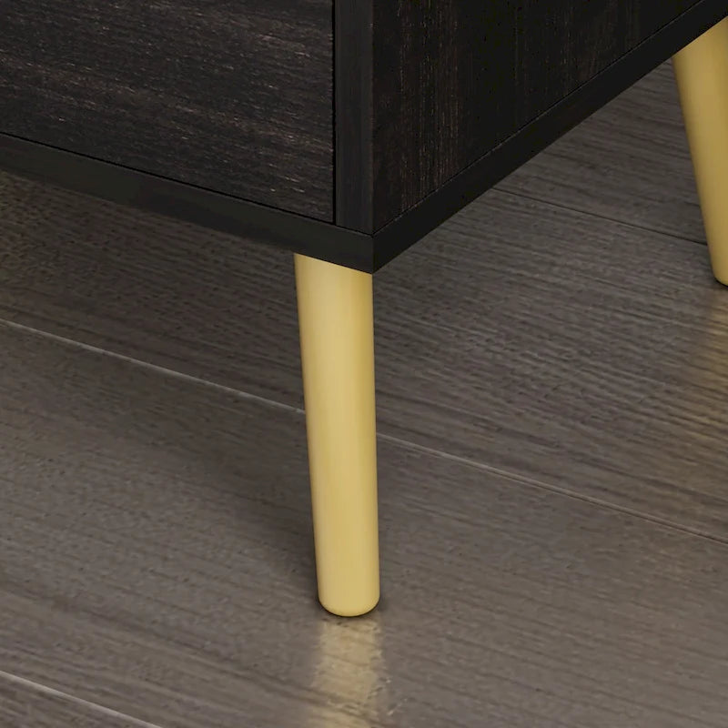 Table de chevet moderne avec tiroir et étagère ouverte – Pieds en métal