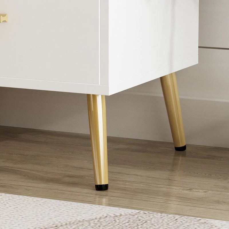 Table de chevet moderne avec tiroir et étagère ouverte – Pieds en métal